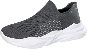 Men's Athletic Slip on Sneakers Fashionable Comfort Sole Breathable Mesh Ultra Lightweight Comfortable Cushion Running Shoes with Arch Support for Gym & Walking Daily Work for Male
