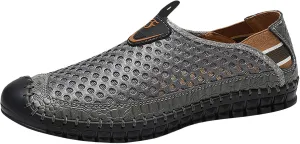 Men's Beach Shoes Fashion Elegant Hollow Out ls Classic Straps Breathable Mesh Cool Leisure Lightweight Flat Soft Non-Slip Comfortable Sailing Shoes 38-48 EU