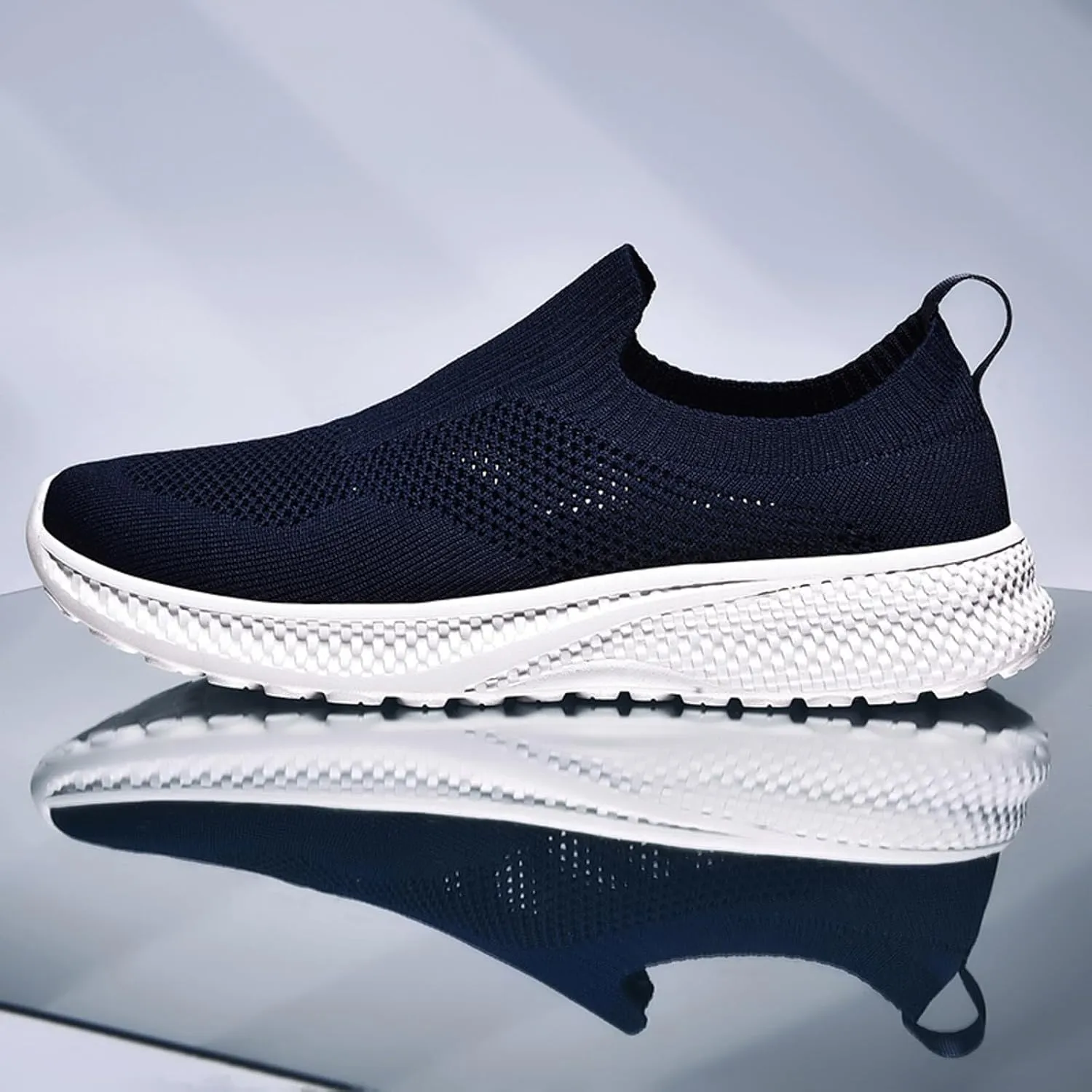Men's Breathable Mesh Running Shoes, Lightweight Comfortable Slip on Walking Sneakers for Spring/Summer Outdoor Activities, Non Slip Perfect for Daily Work Wear and Sports Men