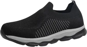 Mens Breathable Mesh Slip on Training Shoes Lightweight Comfortable Walking Sneakers with Non Slip Outsole for Running & Outdoor Sports Simple and Solid Color Thick Bottomed Flat Sneaker
