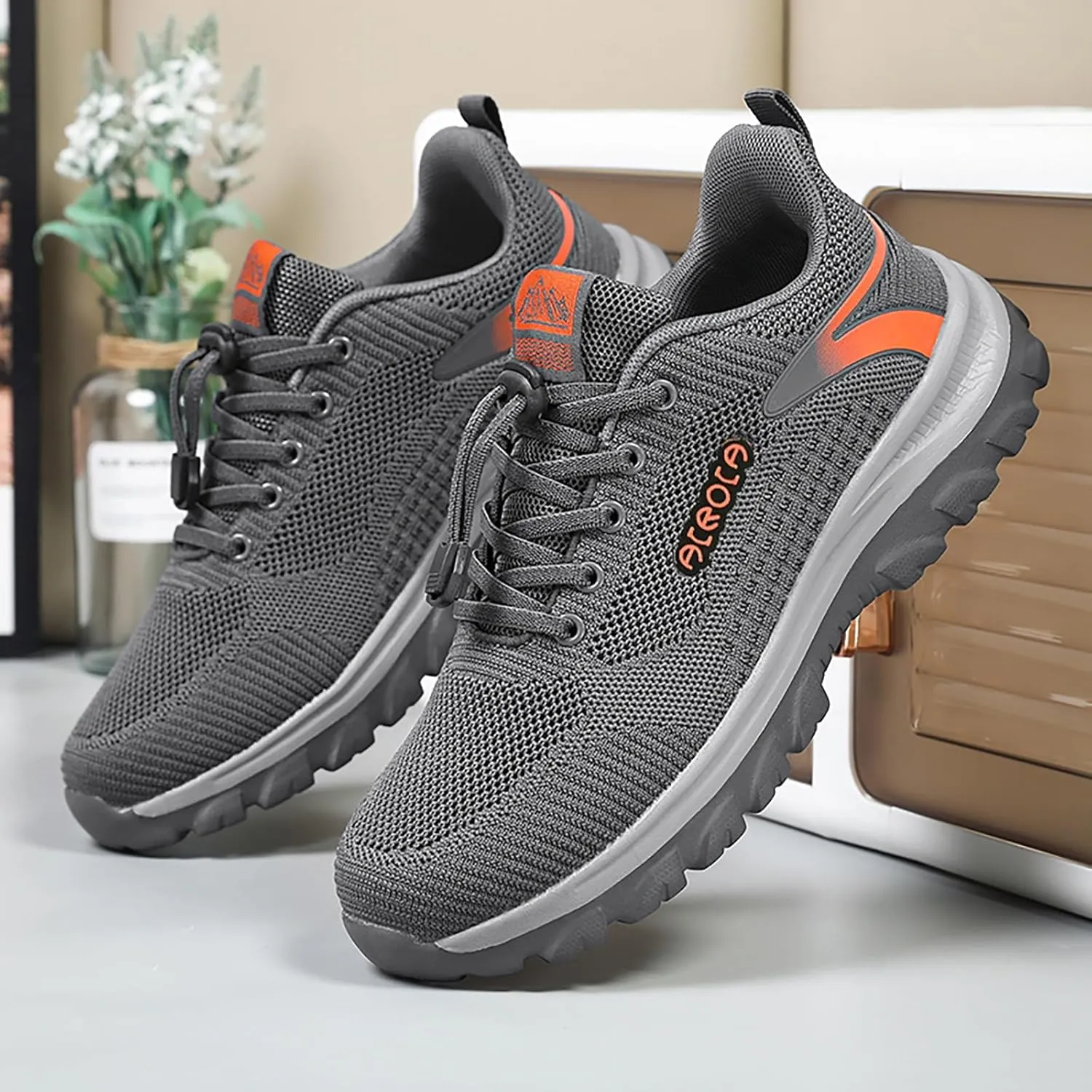 Men's Breathable Mesh Walking Shoes, Comfortable Adjustable Laced Sneakers for Spring/Summer Daily Use, Great for Outdoor Travel and City Strolls Fashion Thick Bottom Sneaker