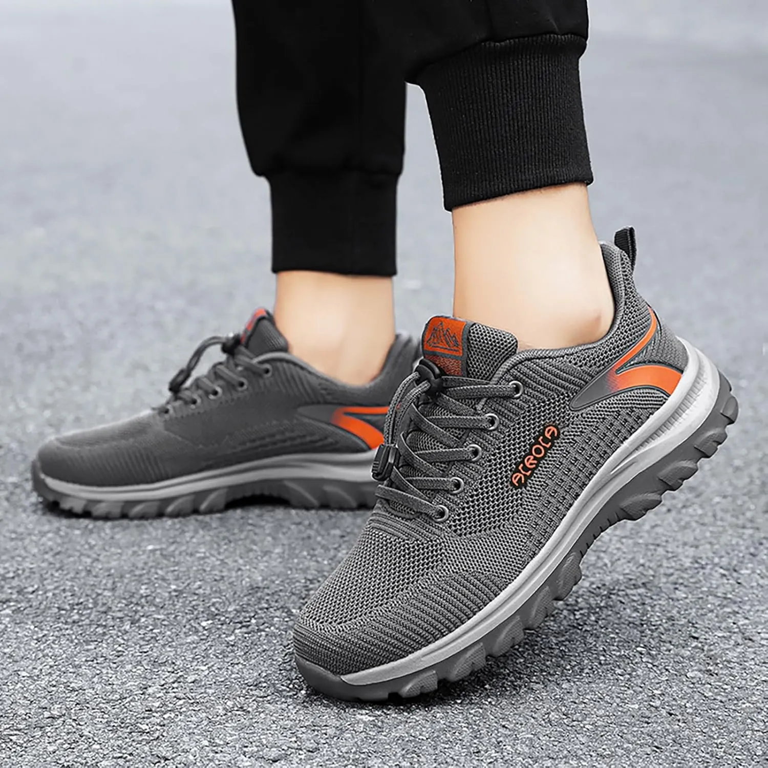 Men's Breathable Mesh Walking Shoes, Comfortable Adjustable Laced Sneakers for Spring/Summer Daily Use, Great for Outdoor Travel and City Strolls Fashion Thick Bottom Sneaker