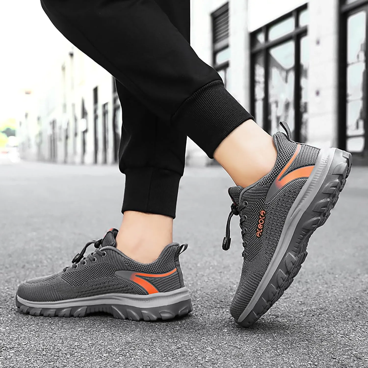 Men's Breathable Mesh Walking Shoes, Comfortable Adjustable Laced Sneakers for Spring/Summer Daily Use, Great for Outdoor Travel and City Strolls Fashion Thick Bottom Sneaker