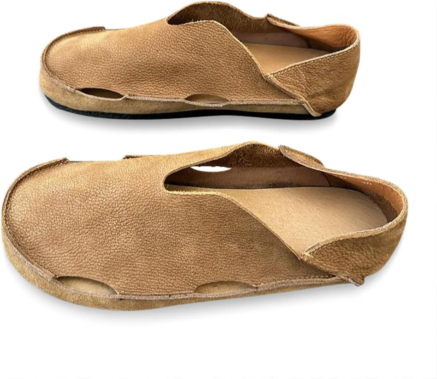 Mens Breathable Soft Walking Shoes Genuine Leather Retro Handmade Slip on Loafers Comfortable Driving Shoes