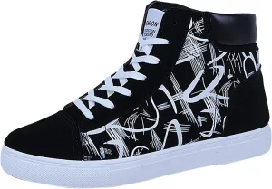 Men's Canvas Flat High-top Fashion Comfortable Color Matching Casual Lace Up Leisure Sport Shoes Men's Sneaker