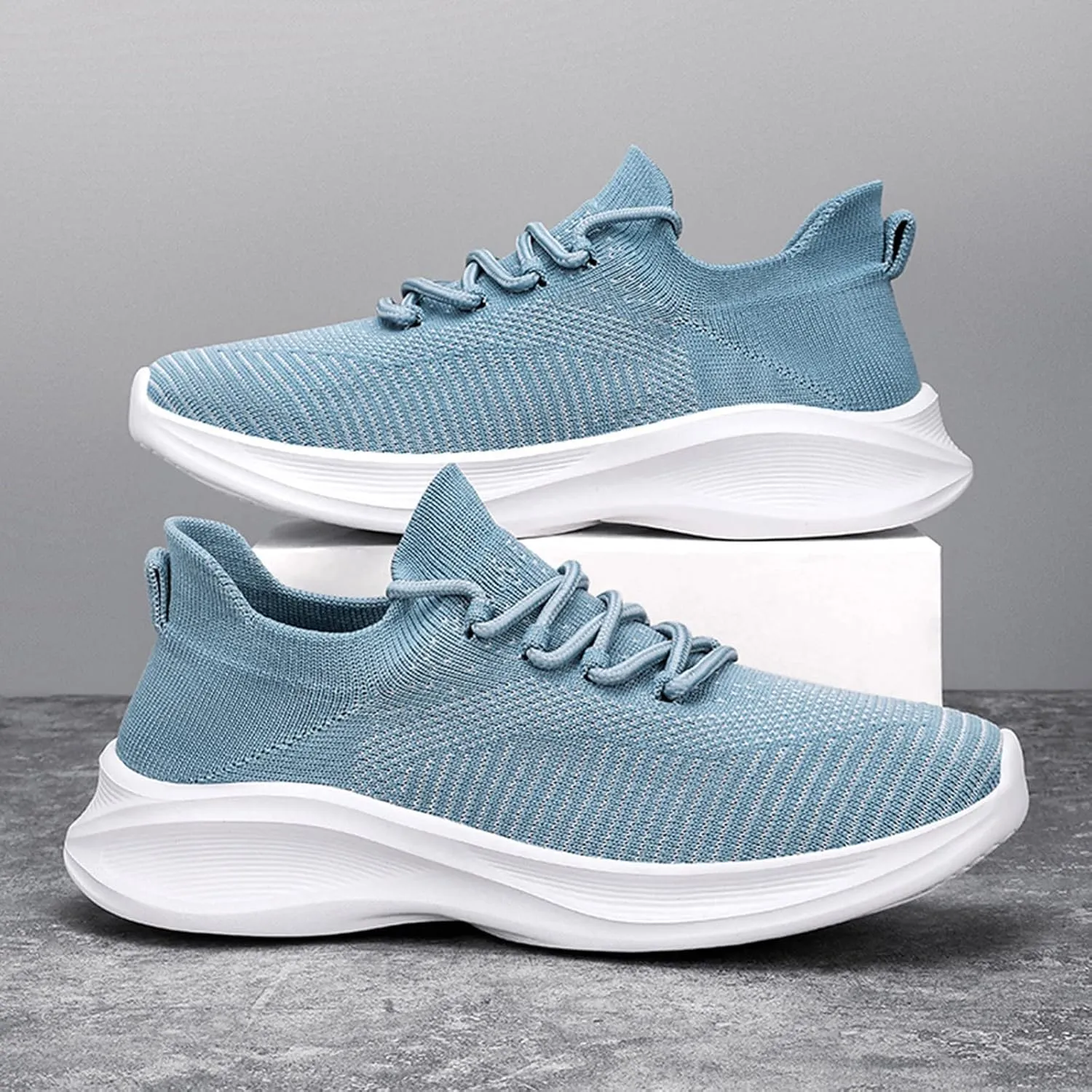 Mens Casual Lace-Up Running Sneakers Ultra Lightweight Breathable Mesh & Memory Foam Insole - Non Slip Comfort for City Walking & Travel Fahionable Daily Work Shoes for Men