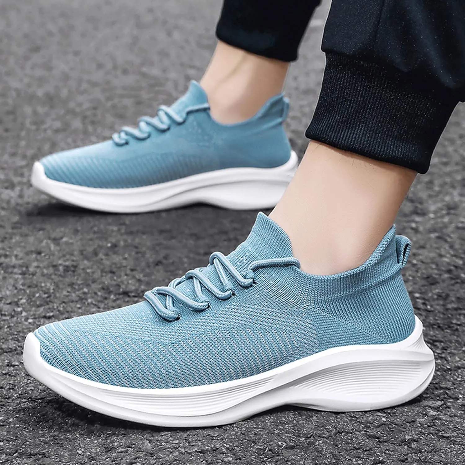 Mens Casual Lace-Up Running Sneakers Ultra Lightweight Breathable Mesh & Memory Foam Insole - Non Slip Comfort for City Walking & Travel Fahionable Daily Work Shoes for Men