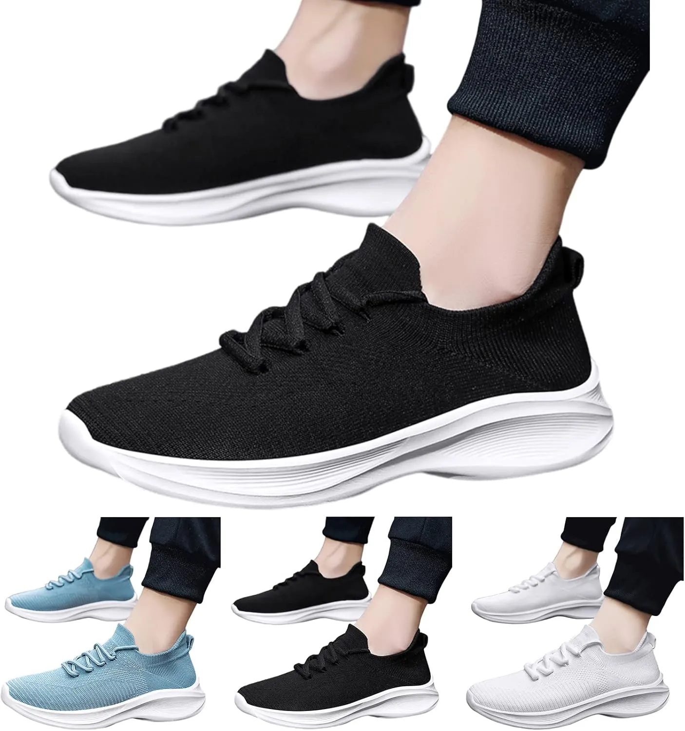 Mens Casual Lace-Up Running Sneakers Ultra Lightweight Breathable Mesh & Memory Foam Insole - Non Slip Comfort for City Walking & Travel Fahionable Daily Work Shoes for Men