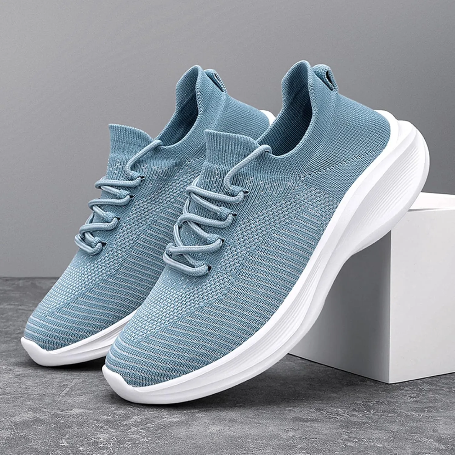 Mens Casual Lace-Up Running Sneakers Ultra Lightweight Breathable Mesh & Memory Foam Insole - Non Slip Comfort for City Walking & Travel Fahionable Daily Work Shoes for Men