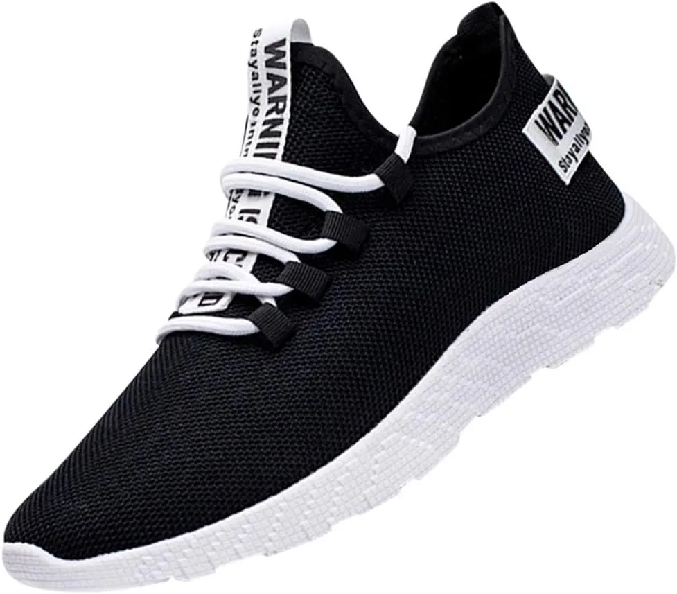 Mens Casual Lace-Up Sneakers Breathable Mesh Ultra Lightweight Comfortable Walking Shoes with Soft Memory Foam & Non Slip Rubber Sole for City Commuting Leisure Tourist Shoes