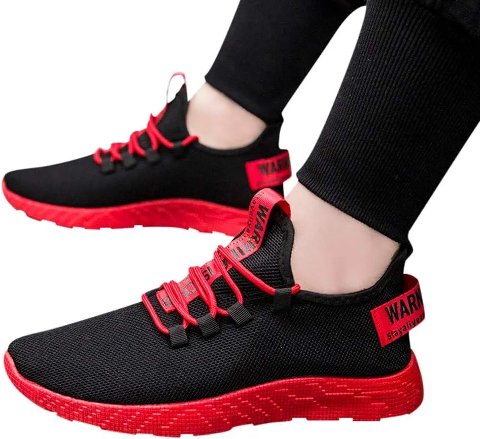 Mens Casual Lace-Up Sneakers Breathable Mesh Ultra Lightweight Comfortable Walking Shoes with Soft Memory Foam & Non Slip Rubber Sole for City Commuting Leisure Tourist Shoes