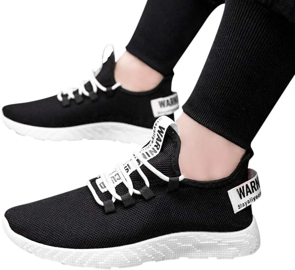 Mens Casual Lace-Up Sneakers Breathable Mesh Ultra Lightweight Comfortable Walking Shoes with Soft Memory Foam & Non Slip Rubber Sole for City Commuting Leisure Tourist Shoes