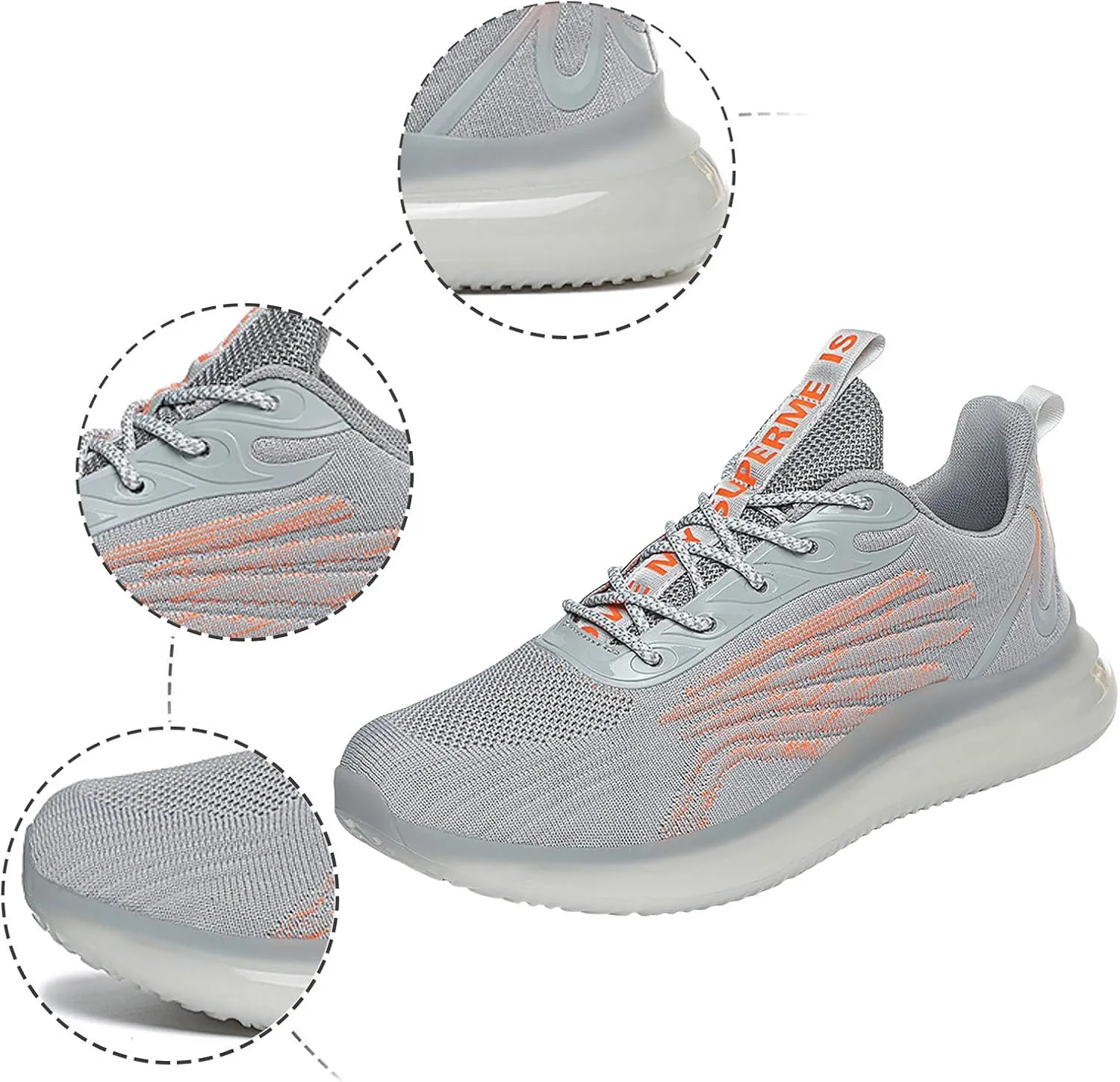 Mens Casual Lace-Up Sneakers Ultra Lightweight Breathable Mesh & Memory Foam Insole Non Slip Comfort for City Walking & Travel Fashionable Simple Printed Mesh Sneaker