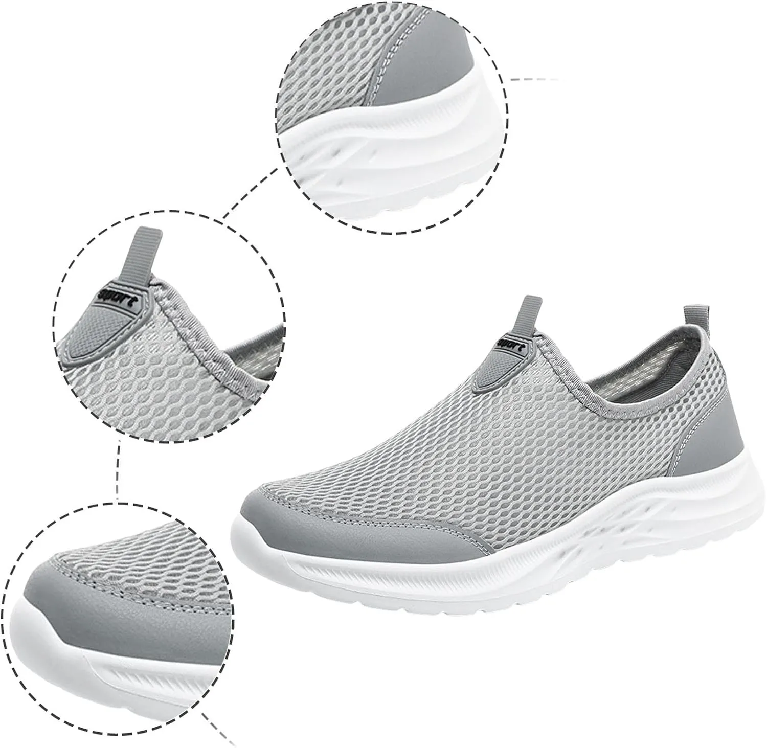 Mens Casual Slip on Summer Sneakers Breathable Mesh Ultra Lightweight Comfortable Walking Shoes with Soft Non Slip Rubber Sole for City Commuting Leisure Tourist Beach Quick Drying Shoes