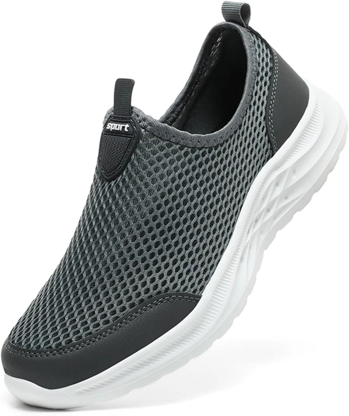 Mens Casual Slip on Summer Sneakers Breathable Mesh Ultra Lightweight Comfortable Walking Shoes with Soft Non Slip Rubber Sole for City Commuting Leisure Tourist Beach Quick Drying Shoes