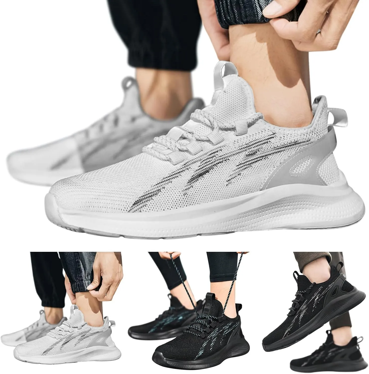 Men's Comfortable Walking Lightweight Breathable Mesh Shoes Non Slip Slip On Running Tennis Athletic Gym Workout Training Sneakers for Men Daily Workout Summer