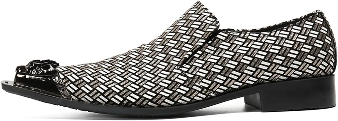 Mens Dress Shoes, Cowhide Shoes Genuine Leather Large Size Low Top Metal Toe Slip-Ons Breathable Comfortable Suit Shoes Casual Shoes