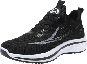 Men's Fashion Sneakers Breathable Mesh Cushion Running Shoes Non Slip Thick Soft Sole Casual Athletic Arch Support Walking Shoes Black Lace Up Basketball Shoe for Men All Season