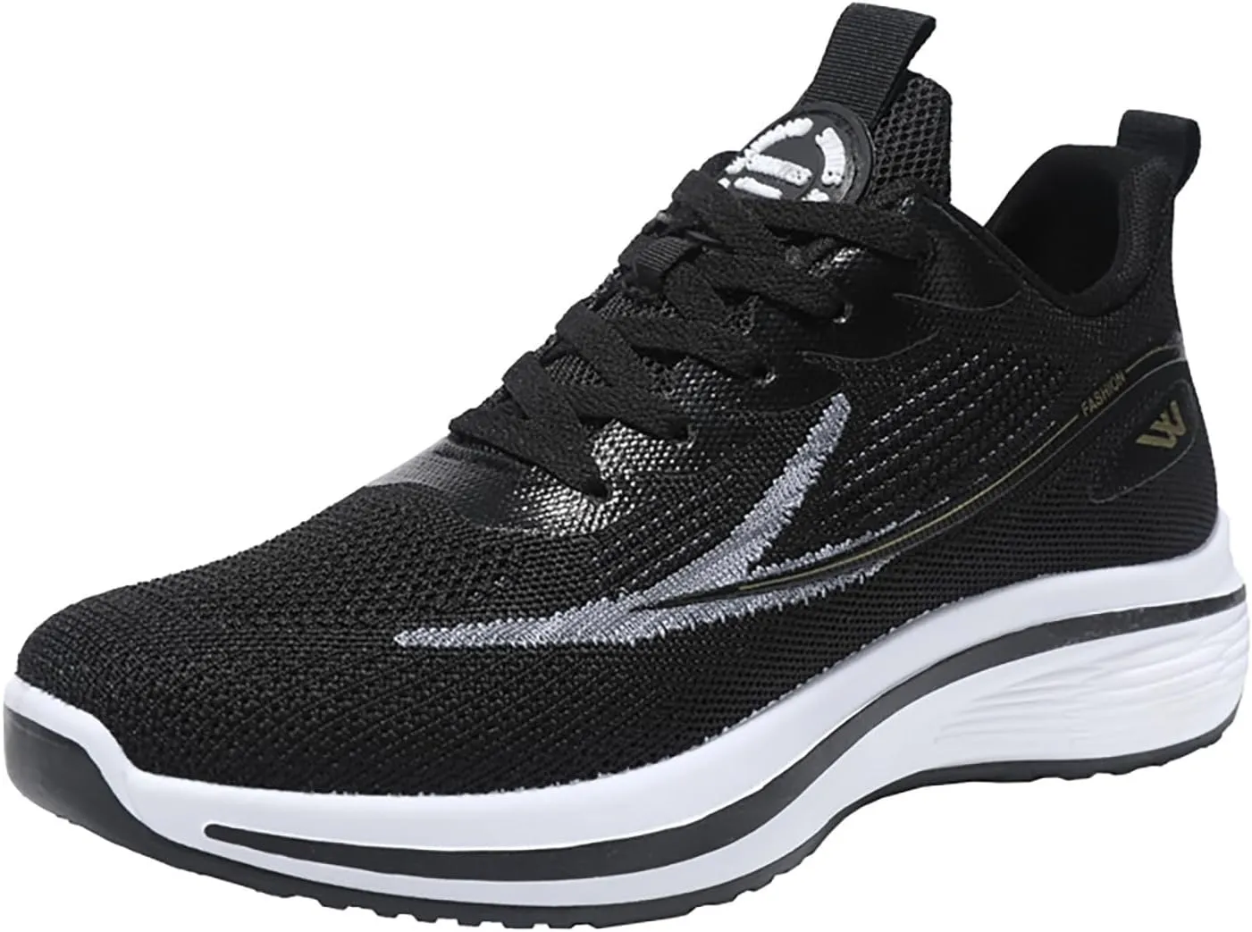 Men's Fashion Sneakers Breathable Mesh Cushion Running Shoes Non Slip Thick Soft Sole Casual Athletic Arch Support Walking Shoes Black Lace Up Basketball Shoe for Men All Season