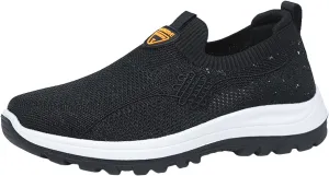 Men's Flat Walking Shoes Breathable Mesh Slip on Lightweight Comfortable Sneakers for Gym, Jogging & Casual Walking | Durable Design Solid Color Simple Comfort Sole Sneaker for Men