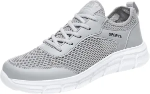 Men's Lace-Up Running Shoes Breathable Mesh Fashionable Lightweight Comfortable Athletic Sneakers for Gym Training & Casual Walking for Men Black Footwear