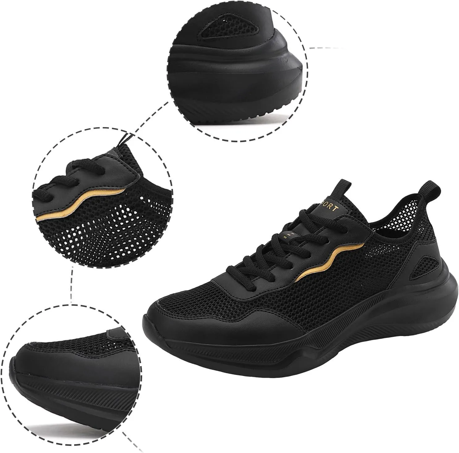 Men's Lightweight Lace-Up Sneakers Breathable Mesh Comfortable Athletic Shoes for Running, Gym Training & Casual Daily Wear Fashionable New Pattern Outdoor Casual Mens Sneaker
