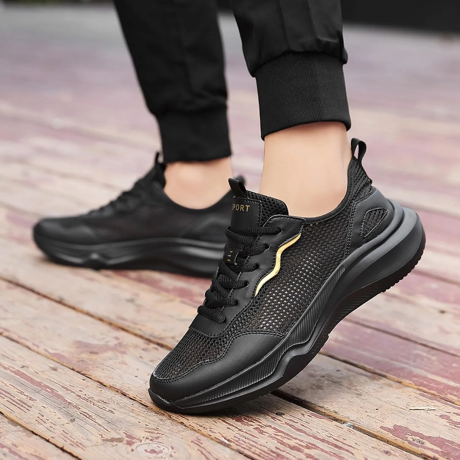 Men's Lightweight Lace-Up Sneakers Breathable Mesh Comfortable Athletic Shoes for Running, Gym Training & Casual Daily Wear Fashionable New Pattern Outdoor Casual Mens Sneaker