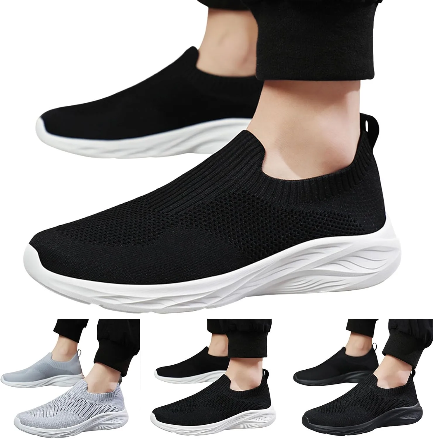 Men's Lightweight Slip on Walking Sneakers Breathable Mesh Comfortable Athletic Shoes for Running, Gym Training & Casual Daily Wear Fashionable Arch Support Outdoor Casual Mens Sneaker