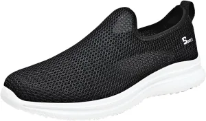 Mens Mesh Orthopedic Breathable Solid Color Casual Running Shoes Comfortable Lighweight Sneakers Soft Sole Slip on Comfy Outdoor Walking Shoes