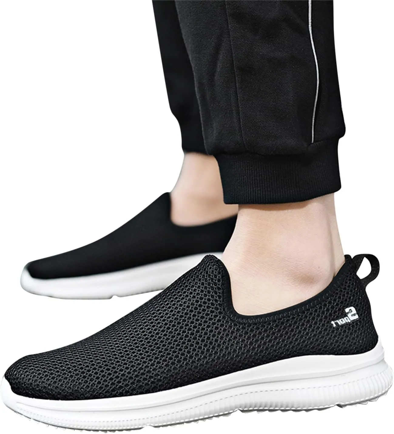 Mens Mesh Orthopedic Breathable Solid Color Casual Running Shoes Comfortable Lighweight Sneakers Soft Sole Slip on Comfy Outdoor Walking Shoes