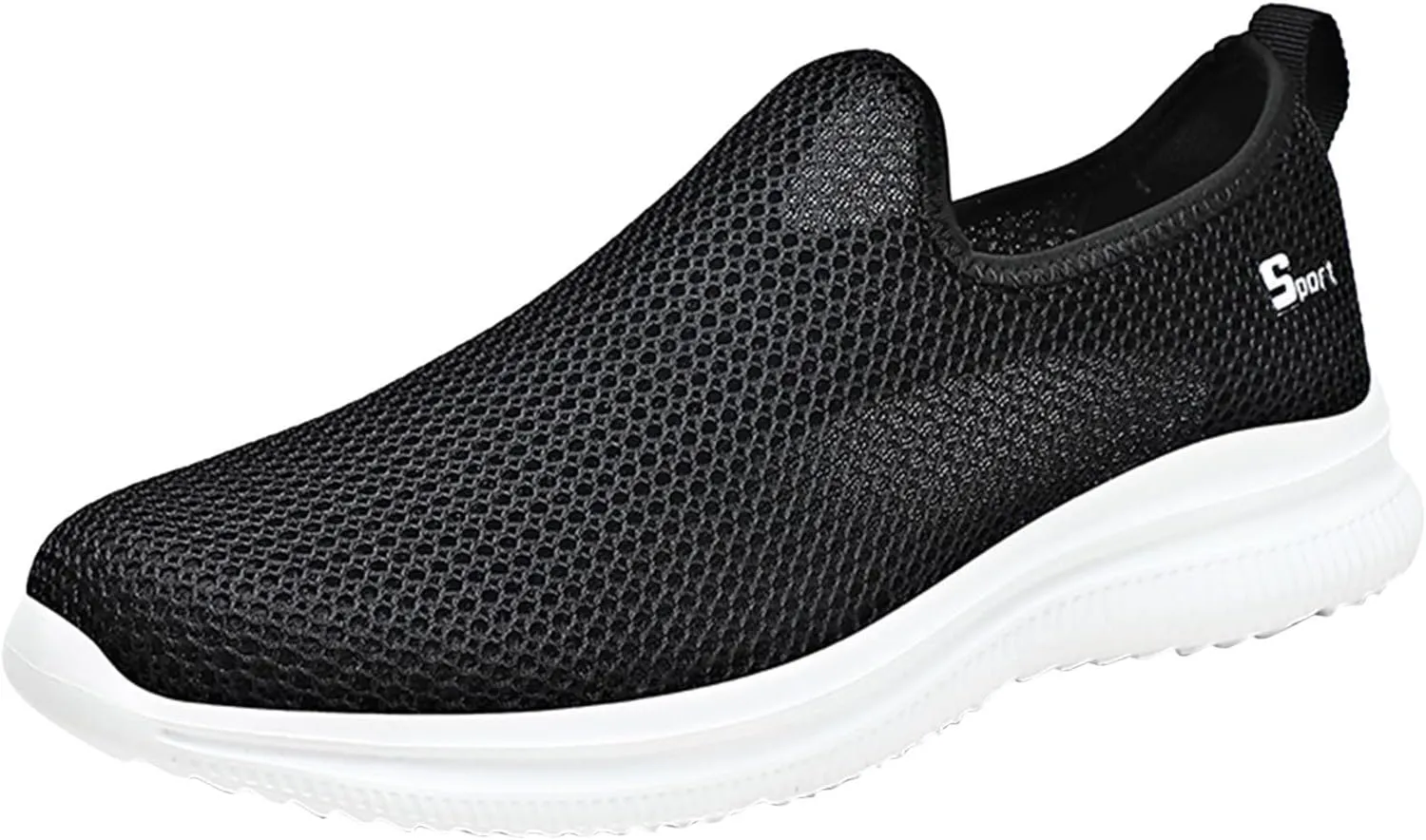 Mens Mesh Orthopedic Breathable Solid Color Casual Running Shoes Comfortable Lighweight Sneakers Soft Sole Slip on Comfy Outdoor Walking Shoes