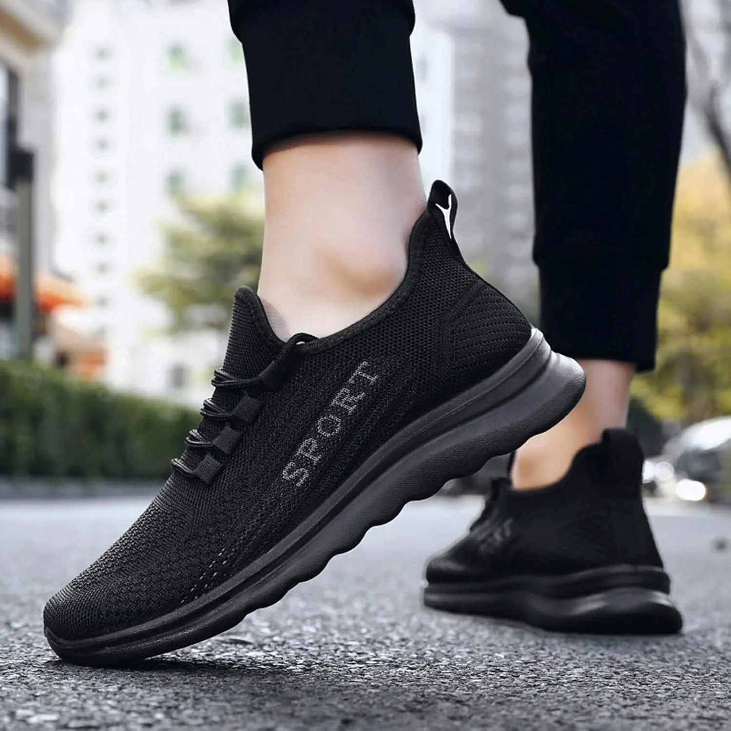 Men's Running Shoes Breathable Mesh Lace-Up Lightweight Comfortable Sneakers for Gym, Jogging & Casual Walking | Durable Design Solid Color Simple Sneaker for Men