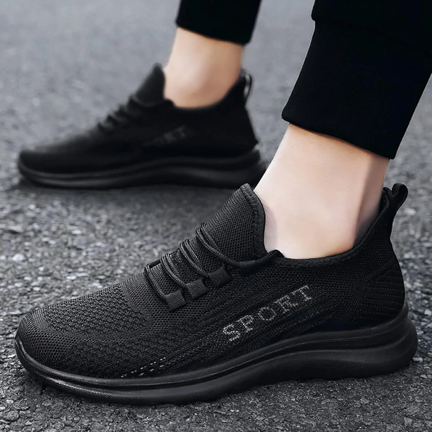 Men's Running Shoes Breathable Mesh Lace-Up Lightweight Comfortable Sneakers for Gym, Jogging & Casual Walking | Durable Design Solid Color Simple Sneaker for Men