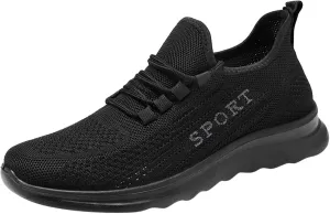 Men's Running Shoes Breathable Mesh Lace-Up Lightweight Comfortable Sneakers for Gym, Jogging & Casual Walking | Durable Design Solid Color Simple Sneaker for Men