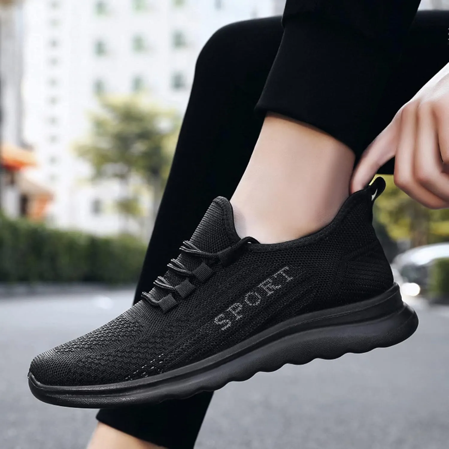 Men's Running Shoes Breathable Mesh Lace-Up Lightweight Comfortable Sneakers for Gym, Jogging & Casual Walking | Durable Design Solid Color Simple Sneaker for Men
