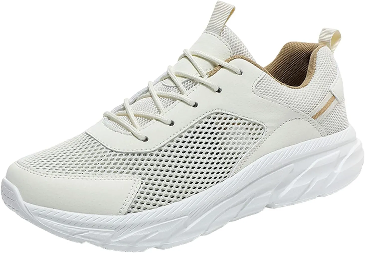 Men's Running Shoes Ultra Lightweight Breathable Walking Shoes Lace Up Non Slip Thick Sole Athletic Fashion Cushion Sneakers Mesh Workout Casual Sports Footwear Daily Work Shoe for Men