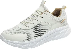Men's Running Shoes Ultra Lightweight Breathable Walking Shoes Lace Up Non Slip Thick Sole Athletic Fashion Cushion Sneakers Mesh Workout Casual Sports Footwear Daily Work Shoe for Men
