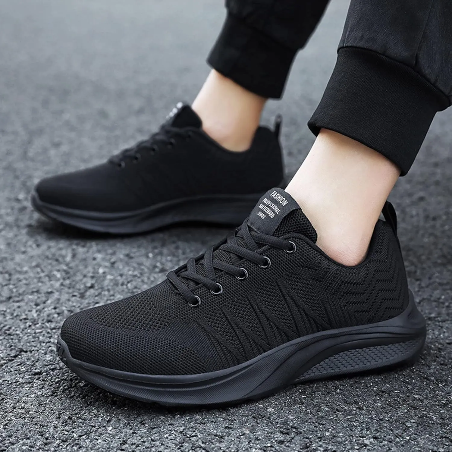 Mens Shoes Arch Support Walking Shoes Slip On Soft Sole Sneakers for Male, Casual Cushion Athletic Running, Lightweight Breathable Mesh Knit Sneakers for Men Daily Workout
