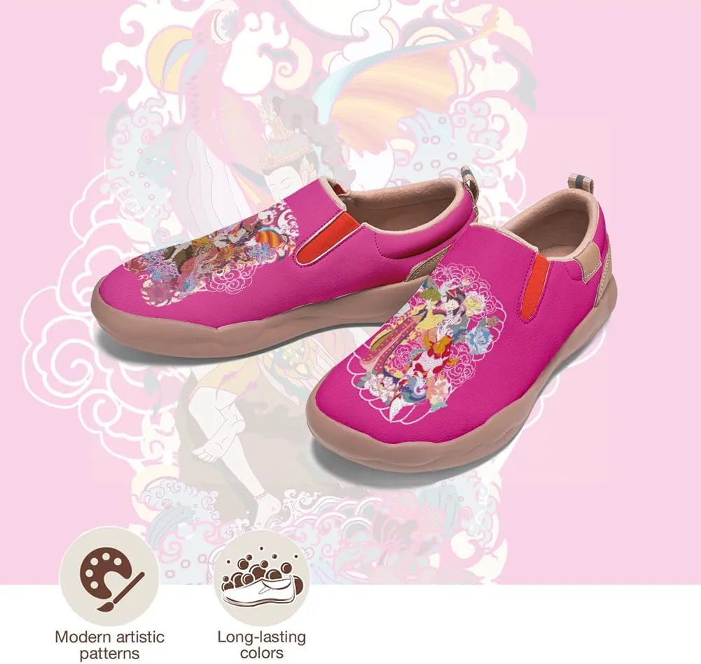 Men's Shoes Slip Ons Walking Casual Loafers Lightweight Comfortable Art Painted Travel Sneaker with A Dragon and Phoenix Theme