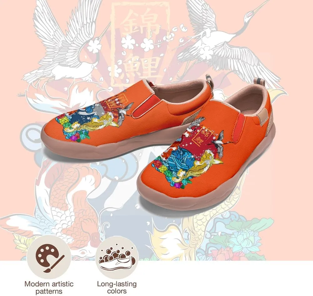 Men's Shoes Slip Ons Walking Casual Loafers Lightweight Comfortable Art Painted Travel Sneaker with A Dragon and Phoenix Theme