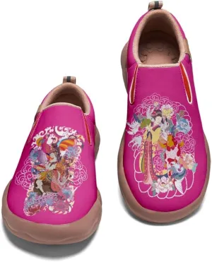 Men's Shoes Slip Ons Walking Casual Loafers Lightweight Comfortable Art Painted Travel Sneaker with A Dragon and Phoenix Theme