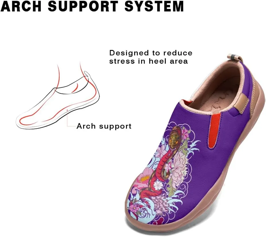 Men's Shoes Slip Ons Walking Casual Loafers Lightweight Comfortable Art Painted Travel Sneaker with A Dragon and Phoenix Theme