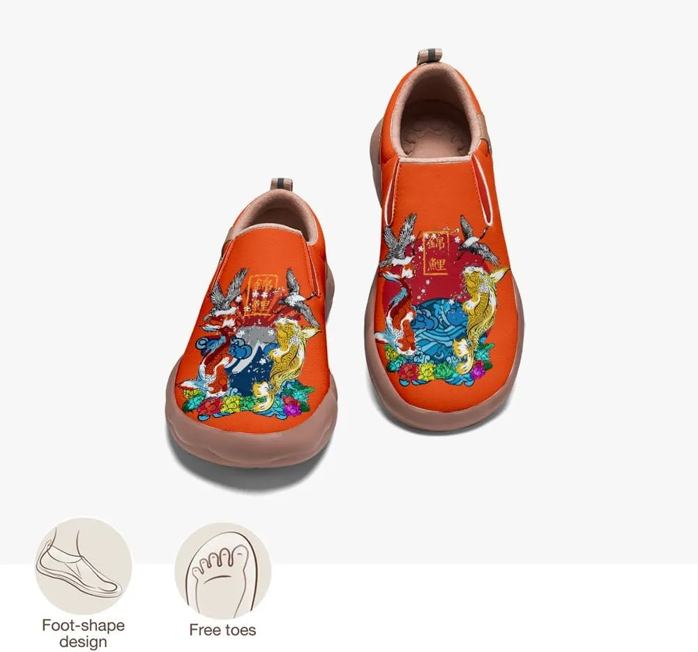 Men's Shoes Slip Ons Walking Casual Loafers Lightweight Comfortable Art Painted Travel Sneaker with A Dragon and Phoenix Theme