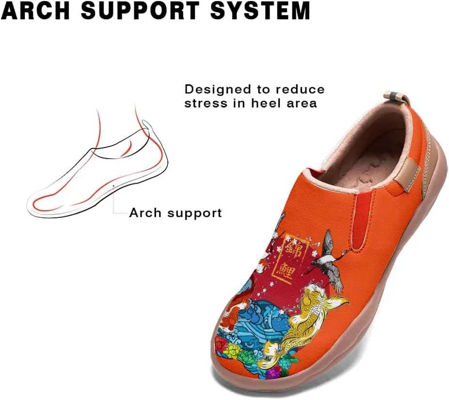 Men's Shoes Slip Ons Walking Casual Loafers Lightweight Comfortable Art Painted Travel Sneaker with A Dragon and Phoenix Theme