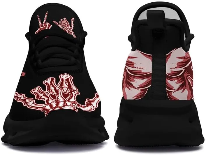 Men's Skull Running Shoes Lightweight Cushion Sports Walking Shoes Cool Non Slip Gym Training Breathable Tennis Shoes
