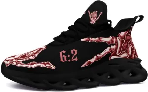 Men's Skull Running Shoes Lightweight Cushion Sports Walking Shoes Cool Non Slip Gym Training Breathable Tennis Shoes