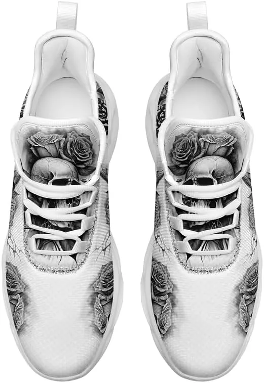 Men's Skull Running Shoes Lightweight Cushion Sports Walking Shoes Cool Non Slip Gym Training Breathable Tennis Shoes