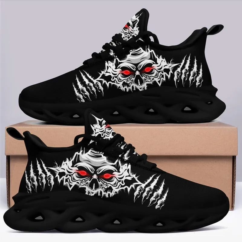 Men's Skull Running Shoes Lightweight Cushion Sports Walking Shoes Cool Non Slip Gym Training Breathable Tennis Shoes