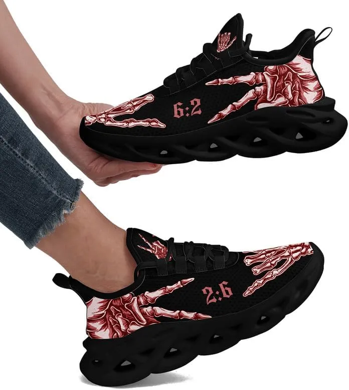 Men's Skull Running Shoes Lightweight Cushion Sports Walking Shoes Cool Non Slip Gym Training Breathable Tennis Shoes
