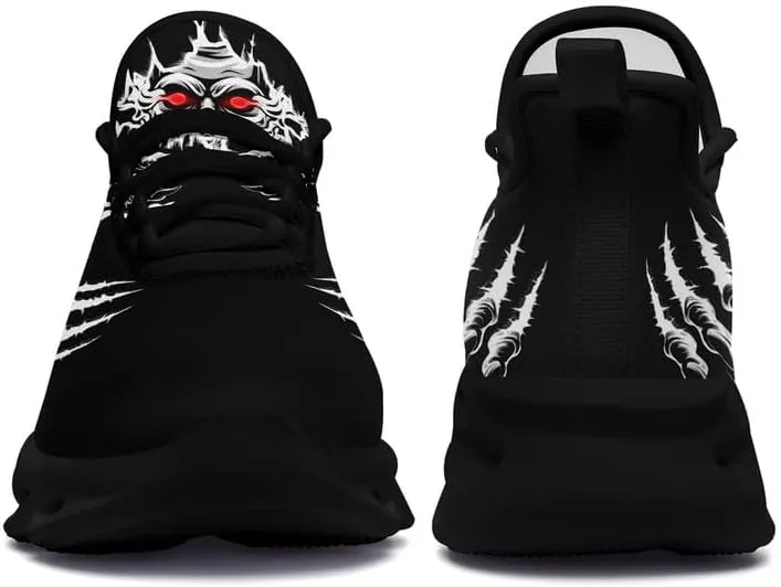 Men's Skull Running Shoes Lightweight Cushion Sports Walking Shoes Cool Non Slip Gym Training Breathable Tennis Shoes